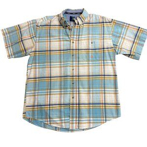 WRANGLER 20X SHIRT PLAID MULTICOLOR SHORT SLEEVE BUTTON DOWN CASUAL TRAVEL MENS